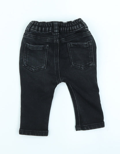 George Boys Black  Denim Cargo Jeans Size 0-3 Months