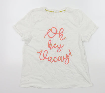 FALMER Womens White Colourblock  Basic T-Shirt Size 14
