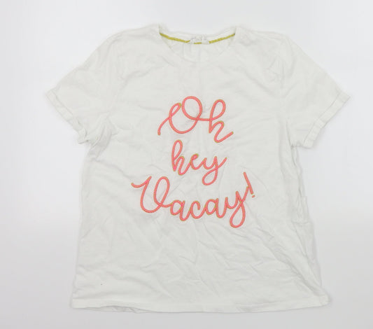 FALMER Womens White Colourblock  Basic T-Shirt Size 14