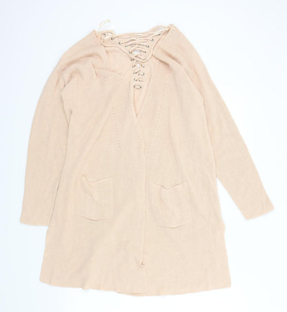 PEP&CO Womens Orange   Cardigan Jumper Size 16  - Lace UP Detail