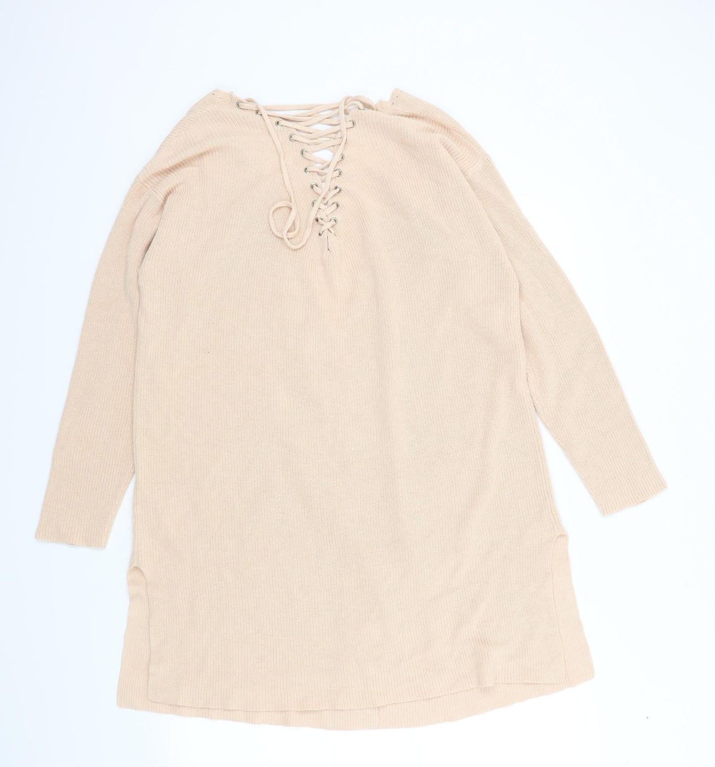 PEP&CO Womens Orange   Cardigan Jumper Size 16  - Lace UP Detail