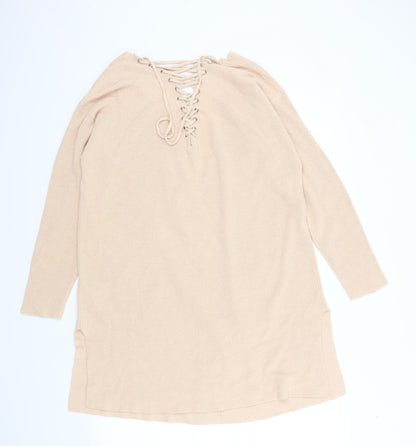 PEP&CO Womens Orange   Cardigan Jumper Size 16  - Lace UP Detail