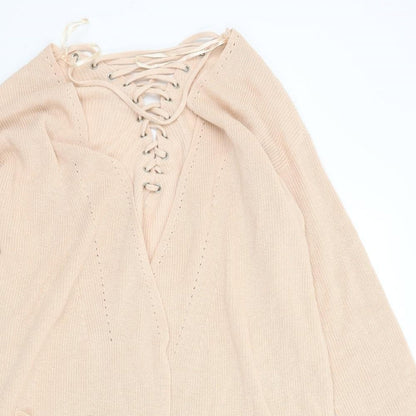 PEP&CO Womens Orange   Cardigan Jumper Size 16  - Lace UP Detail