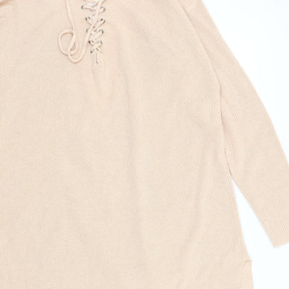 PEP&CO Womens Orange   Cardigan Jumper Size 16  - Lace UP Detail