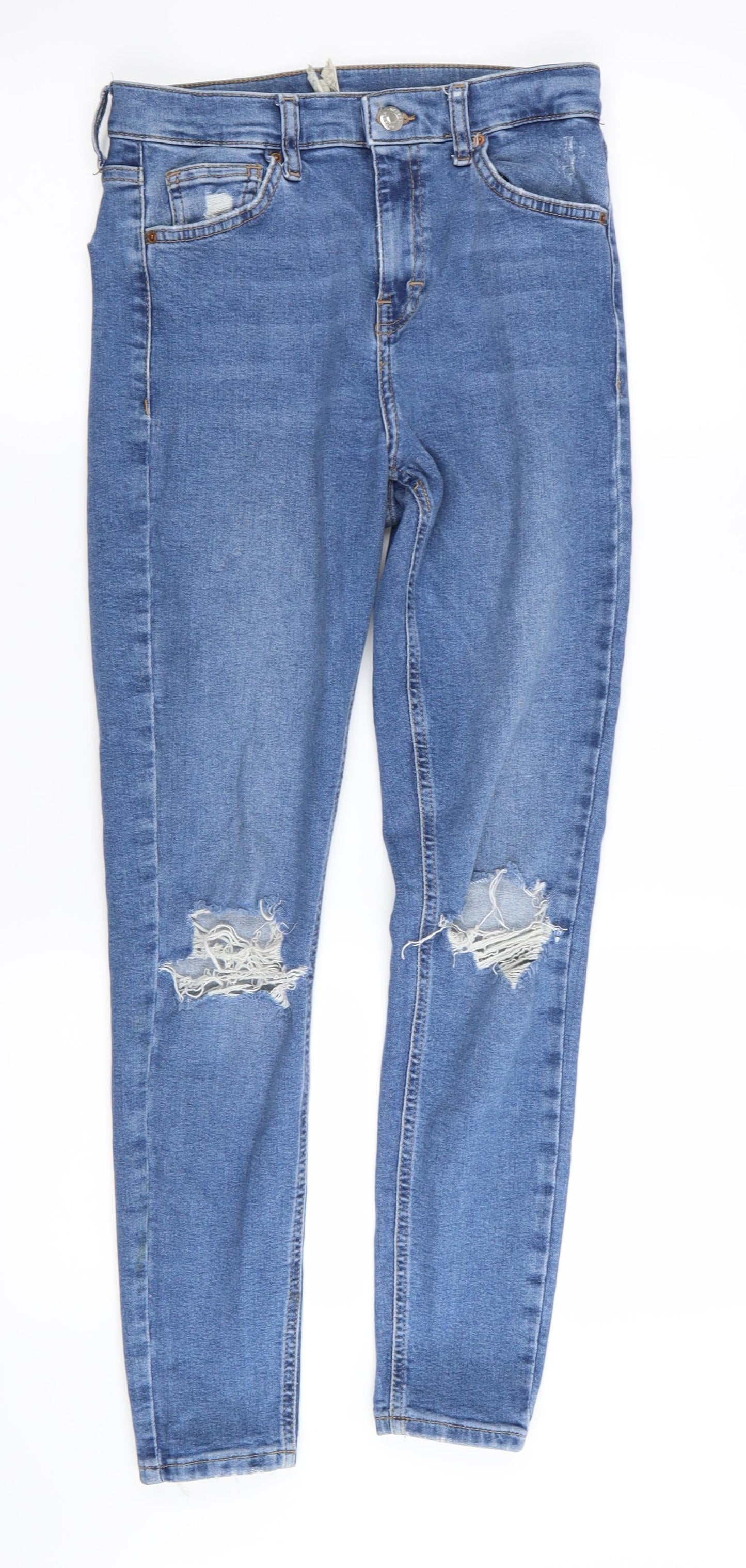 Topshop Womens Blue   Skinny Jeans Size 28 in L32 in - RIPPED JEANS