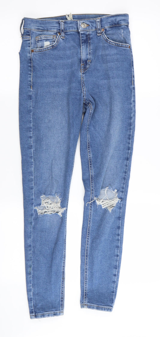 Topshop Womens Blue   Skinny Jeans Size 28 in L32 in - RIPPED JEANS