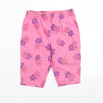 chanbo Girls Pink Floral  Capri Leggings Size 12 Months