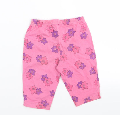 chanbo Girls Pink Floral  Capri Leggings Size 12 Months