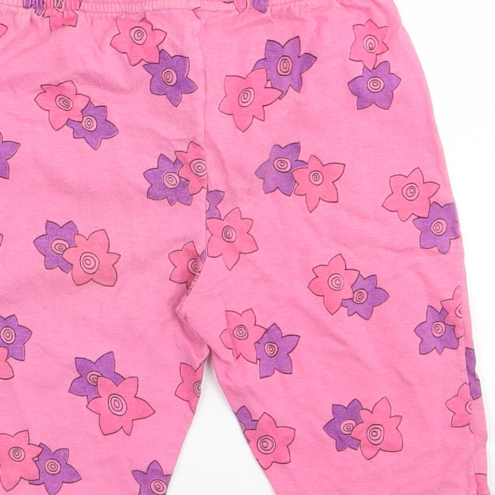 chanbo Girls Pink Floral  Capri Leggings Size 12 Months