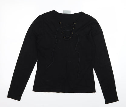 Womens UK Size 14 Wallis Black Basic T-Shirt