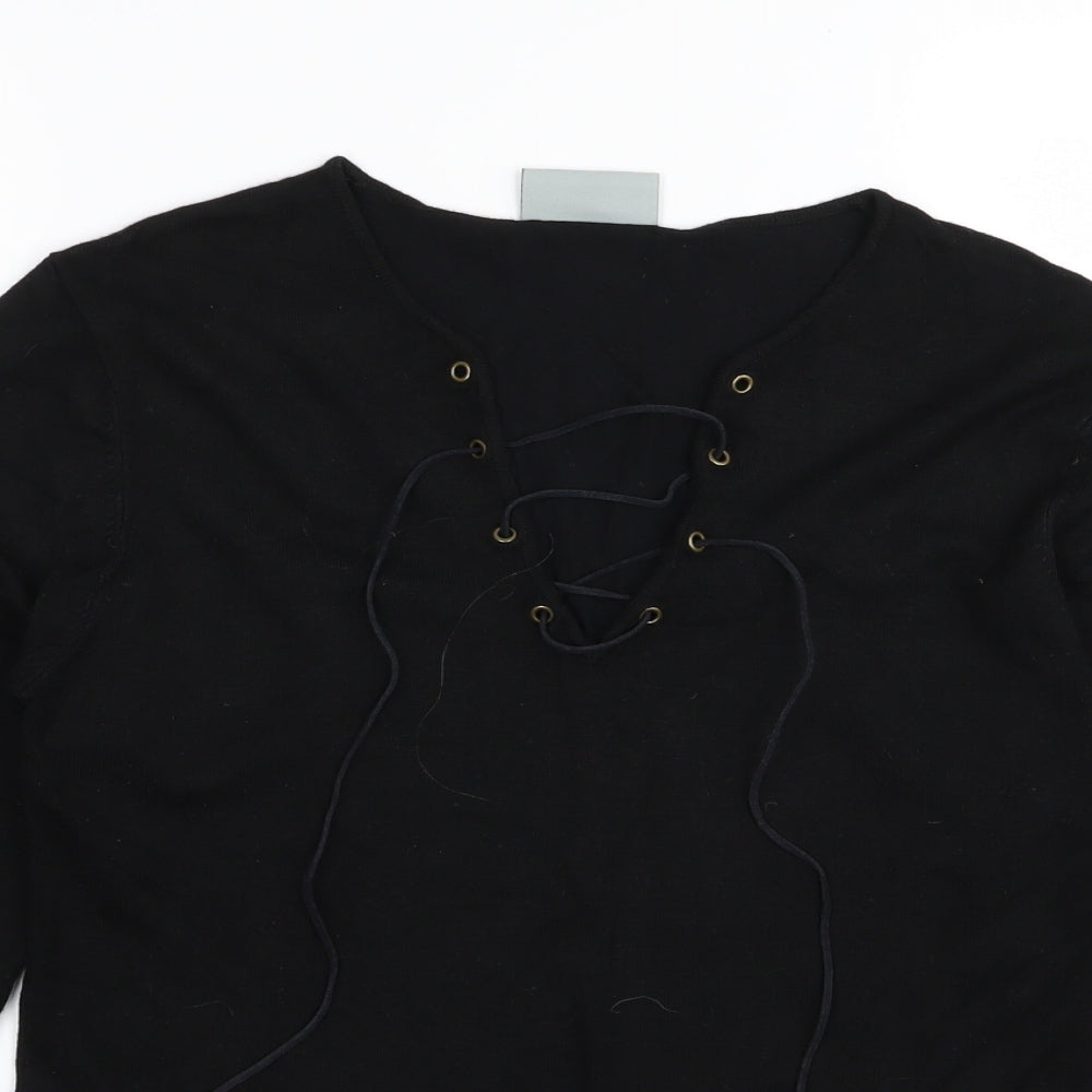 Womens UK Size 14 Wallis Black Basic T-Shirt