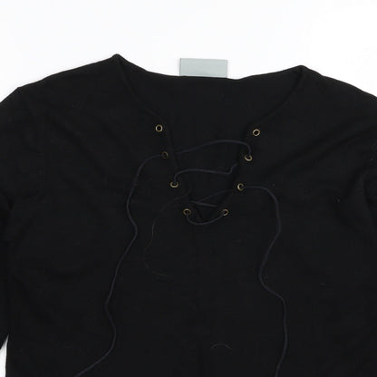 Womens UK Size 14 Wallis Black Basic T-Shirt
