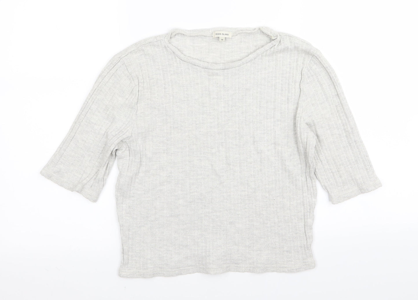 Womens UK Size 14 River Island Grey Basic T-Shirt