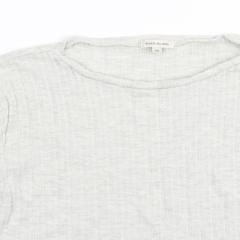 Womens UK Size 14 River Island Grey Basic T-Shirt