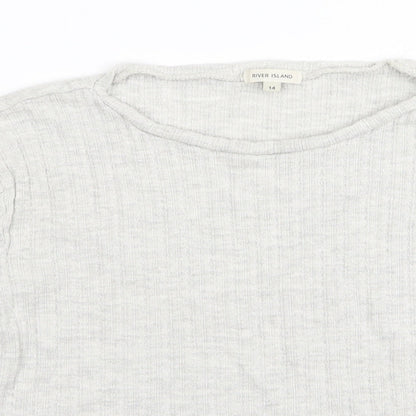 Womens UK Size 14 River Island Grey Basic T-Shirt