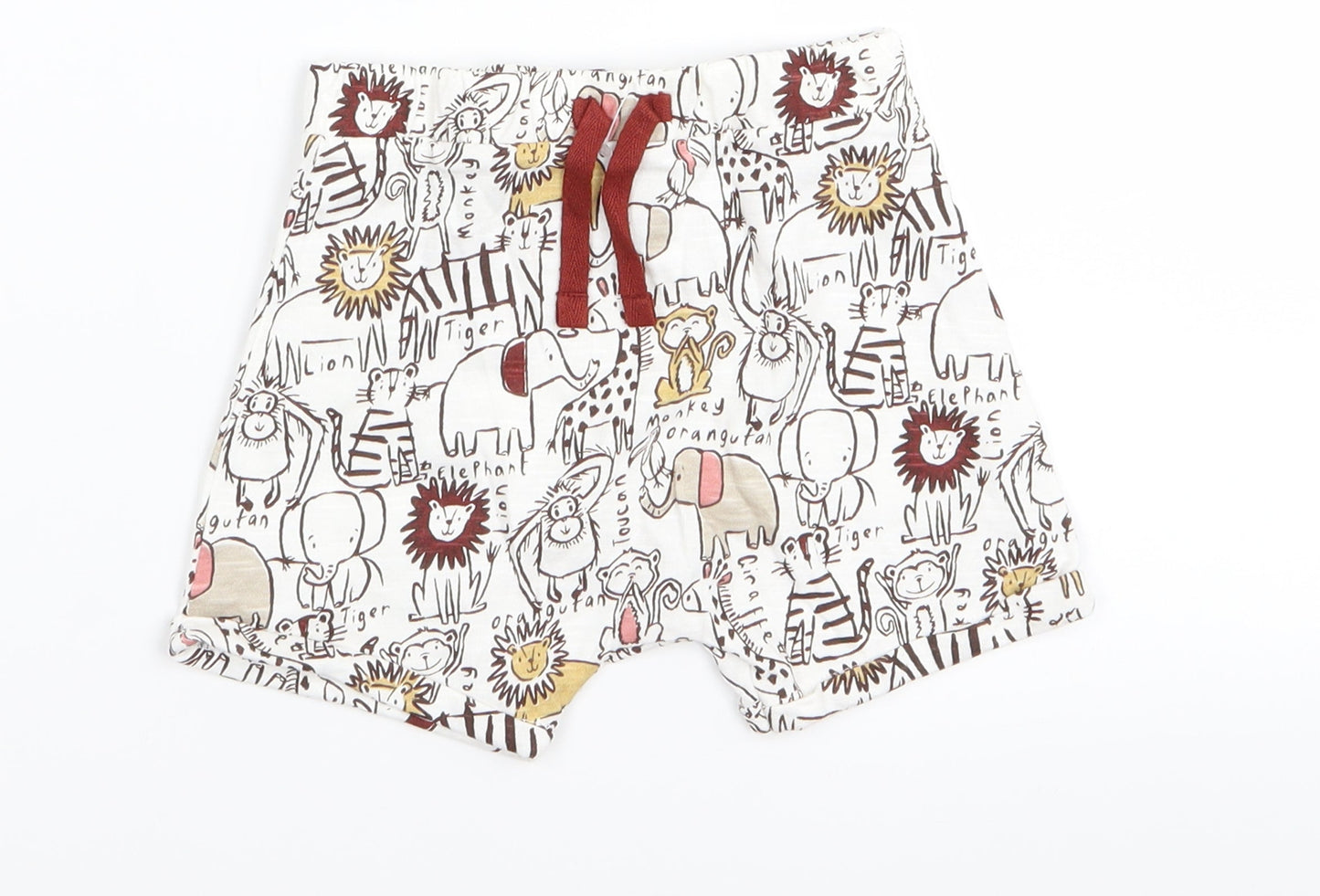 Asda George Boys White Animal Print  Capri Trousers Size 9-12 Months  - shorts