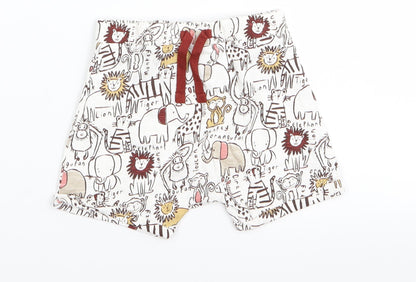Asda George Boys White Animal Print  Capri Trousers Size 9-12 Months  - shorts