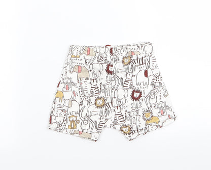 Asda George Boys White Animal Print  Capri Trousers Size 9-12 Months  - shorts