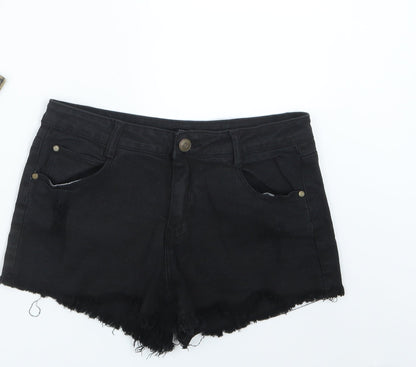 FOREVER 21 Womens Black  Denim Hot Pants Shorts Size 29 in
