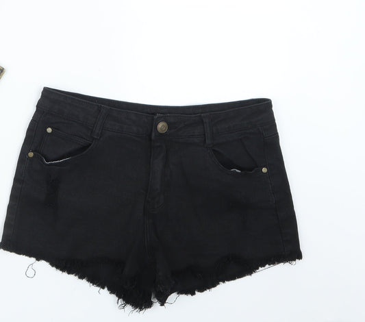 FOREVER 21 Womens Black  Denim Hot Pants Shorts Size 29 in