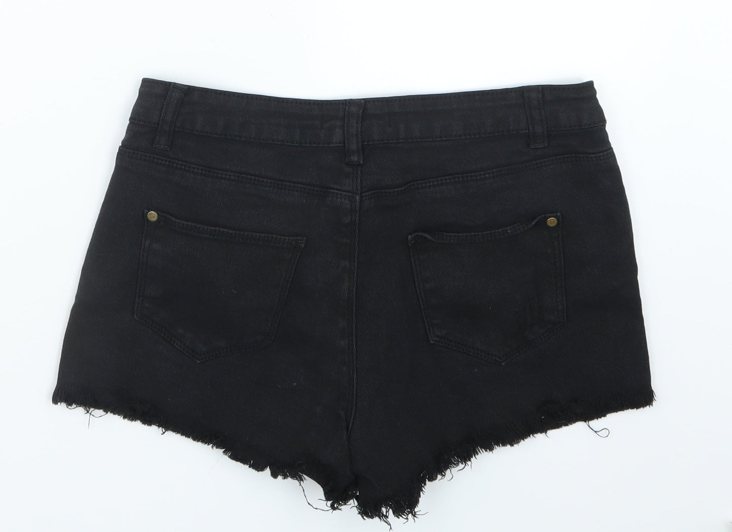 FOREVER 21 Womens Black  Denim Hot Pants Shorts Size 29 in