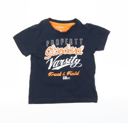 LOSAN Boys Blue Animal Print  Basic T-Shirt Size 3 Years