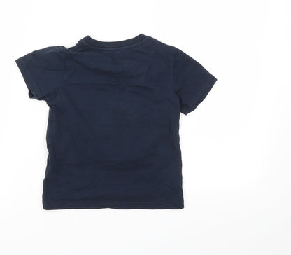 LOSAN Boys Blue Animal Print  Basic T-Shirt Size 3 Years