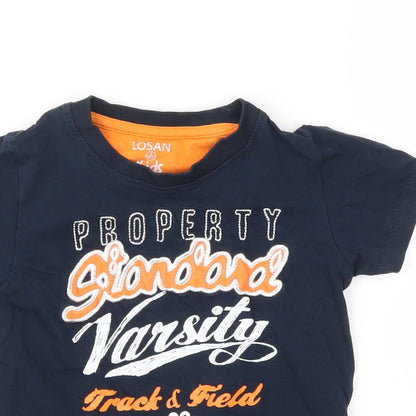 LOSAN Boys Blue Animal Print  Basic T-Shirt Size 3 Years