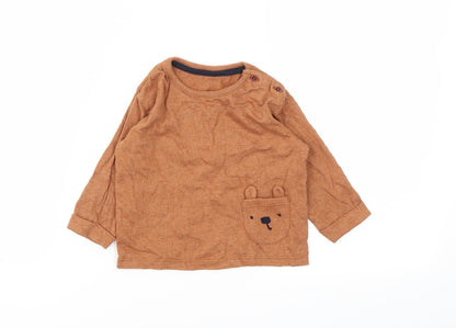 George Boys Brown Animal Print  Basic Polo Size 3-6 Months
