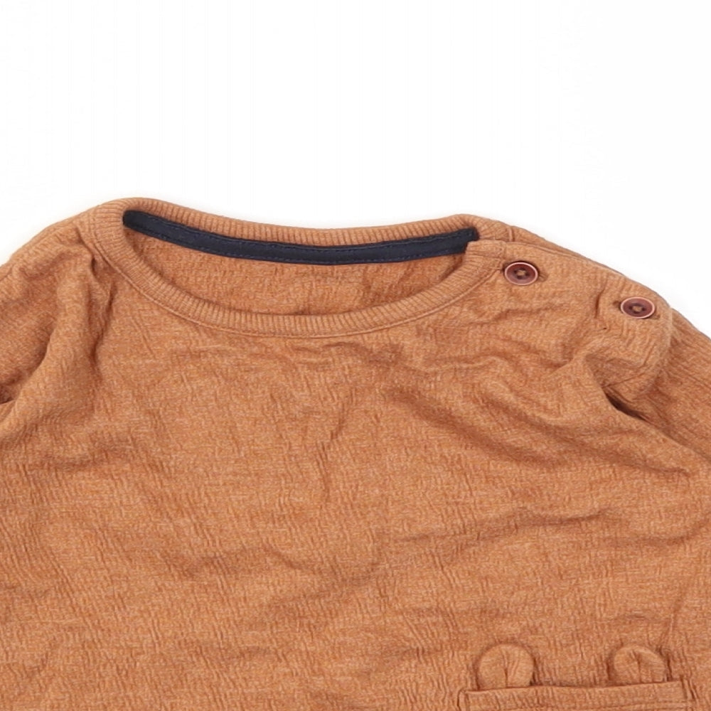 George Boys Brown Animal Print  Basic Polo Size 3-6 Months