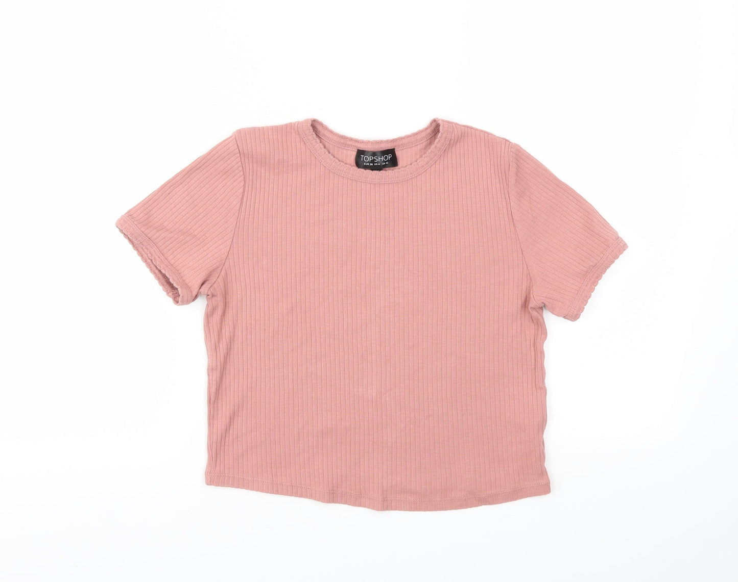 Womens UK Size 10 TOPSHOP Pink Basic T-Shirt