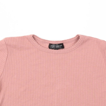Womens UK Size 10 TOPSHOP Pink Basic T-Shirt