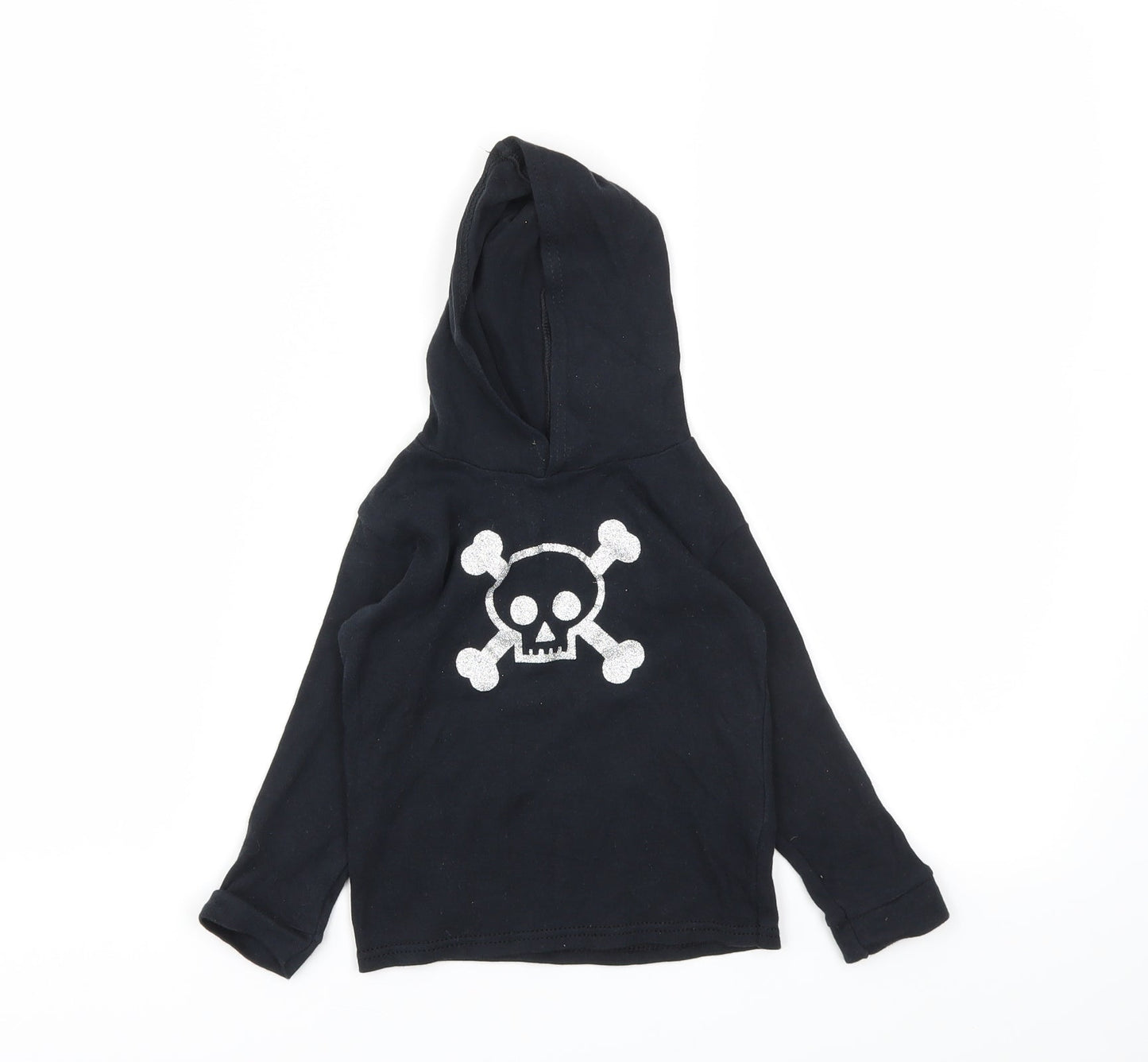 Preworn Boys Black Animal Print  Pullover Hoodie Size 2 Years