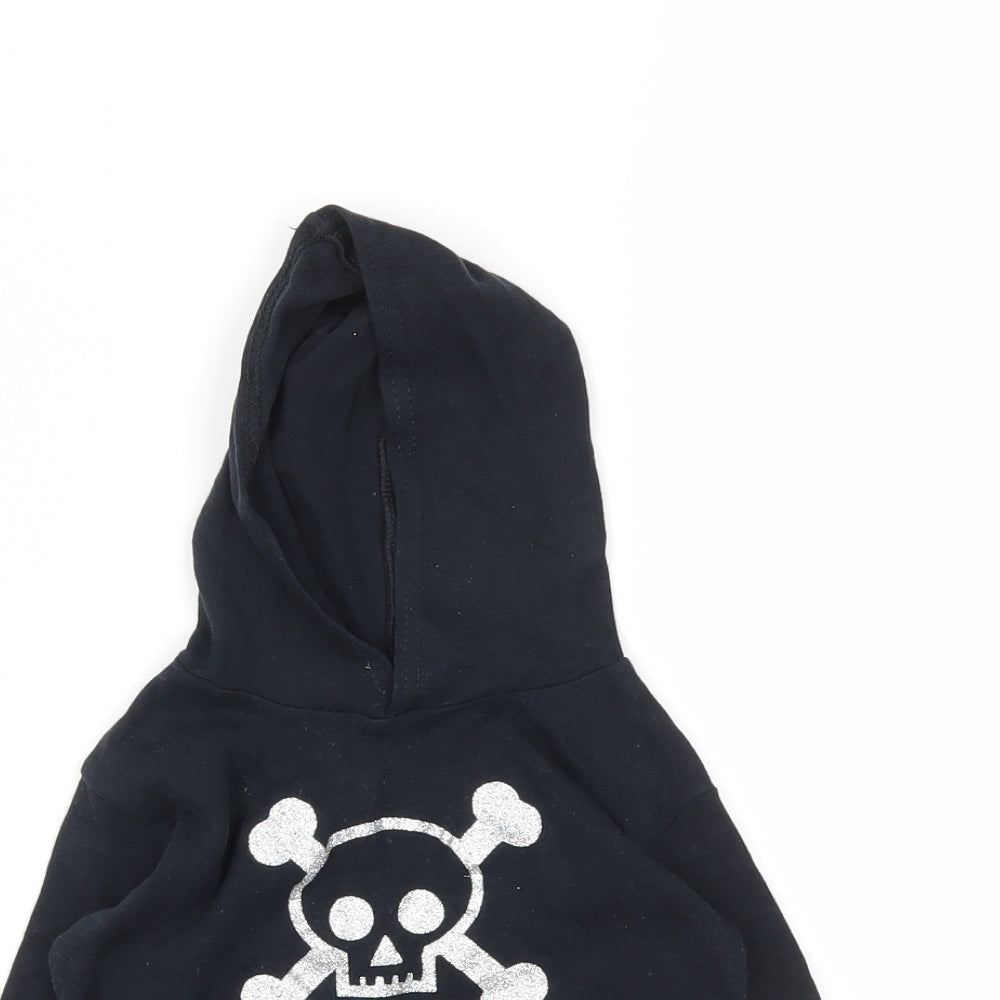 Preworn Boys Black Animal Print  Pullover Hoodie Size 2 Years