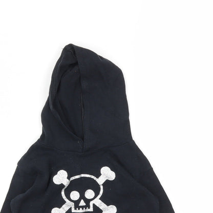 Preworn Boys Black Animal Print  Pullover Hoodie Size 2 Years