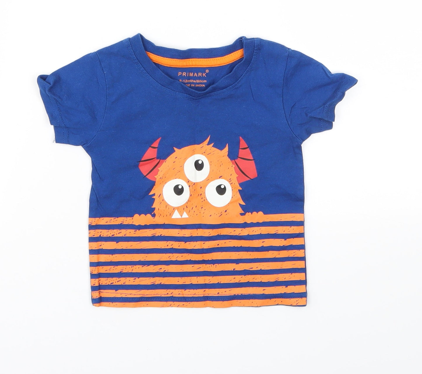 Primark Boys Blue Animal Print  Basic T-Shirt Size 9-12 Months