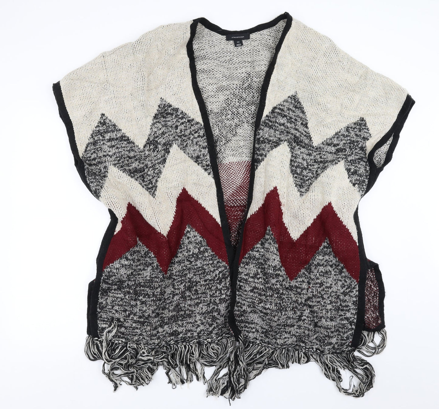 Primark Womens Beige Geometric  Cardigan Jumper Size S  - fringe detail
