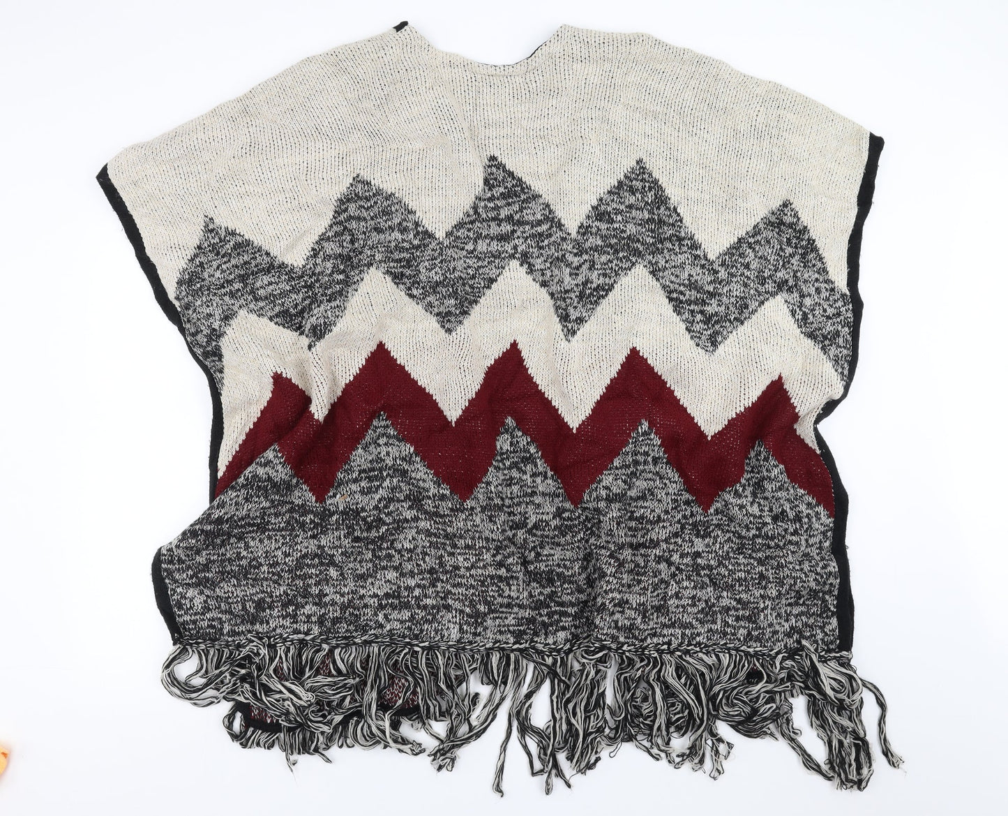 Primark Womens Beige Geometric  Cardigan Jumper Size S  - fringe detail