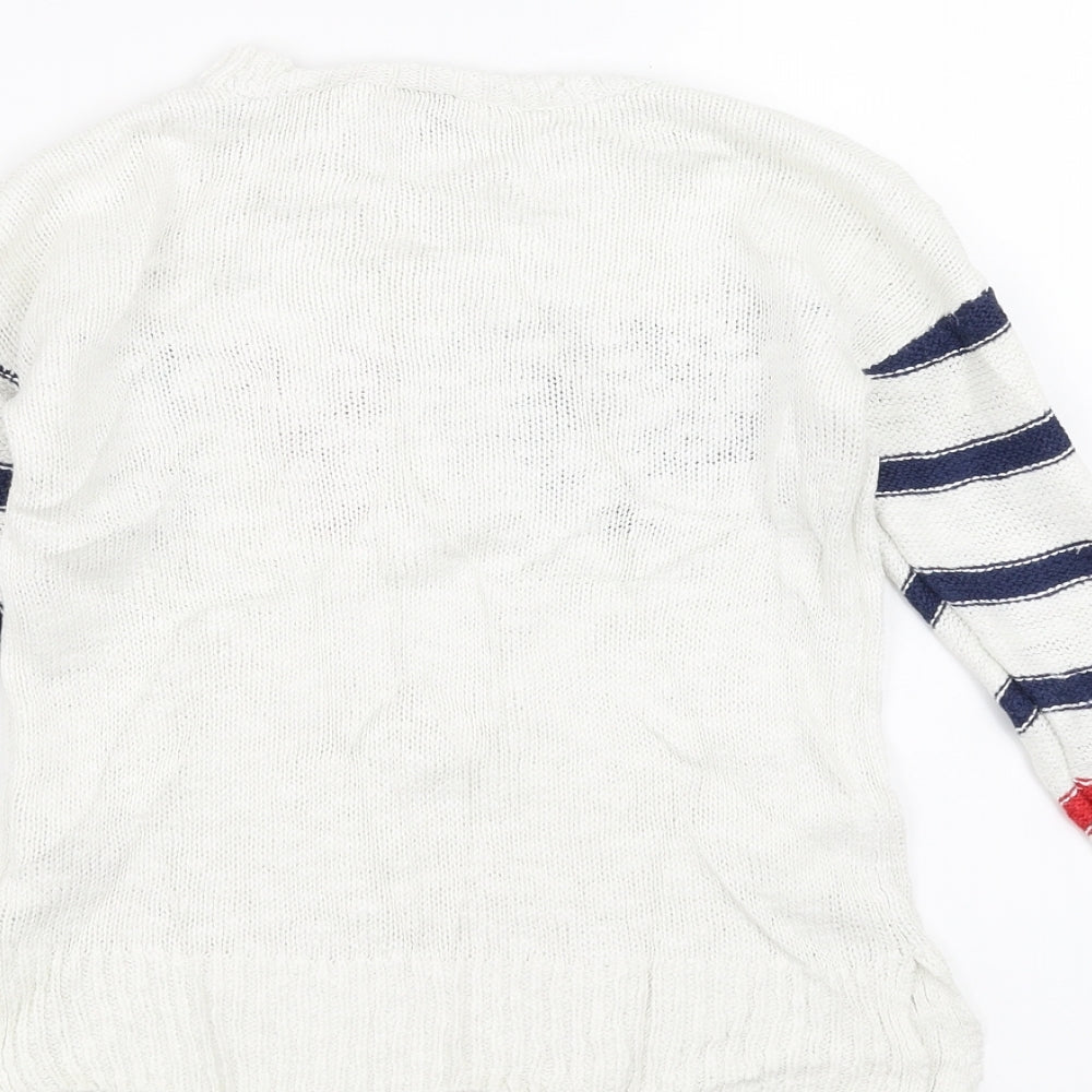 Sainsburys Girls White   Pullover Jumper Size 7 Years  - love