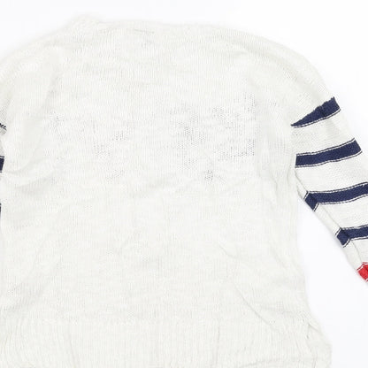 Sainsburys Girls White   Pullover Jumper Size 7 Years  - love