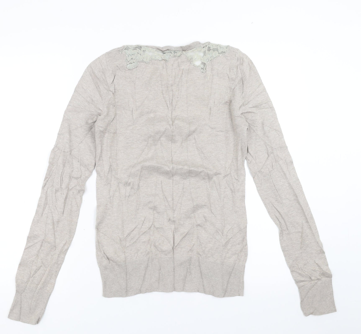 Topshop Womens Beige   Pullover Jumper Size 10  - floral lace detail