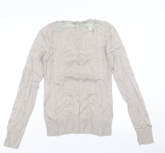 Topshop Womens Beige   Pullover Jumper Size 10  - floral lace detail