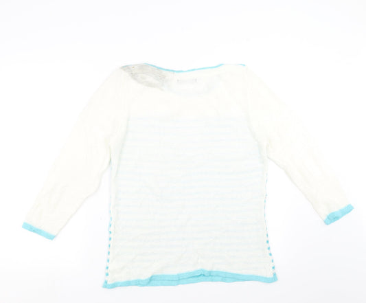 BM collection Womens Blue Striped  Pullover Jumper Size S