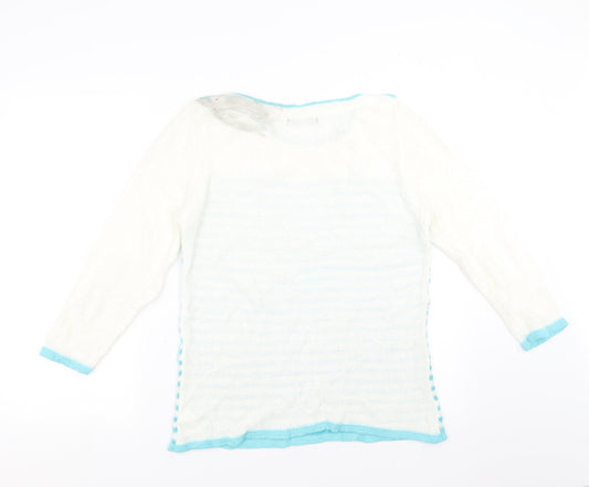 BM collection Womens Blue Striped  Pullover Jumper Size S