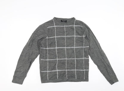 UrbanSpirit Mens Grey Check  Pullover Jumper Size XS