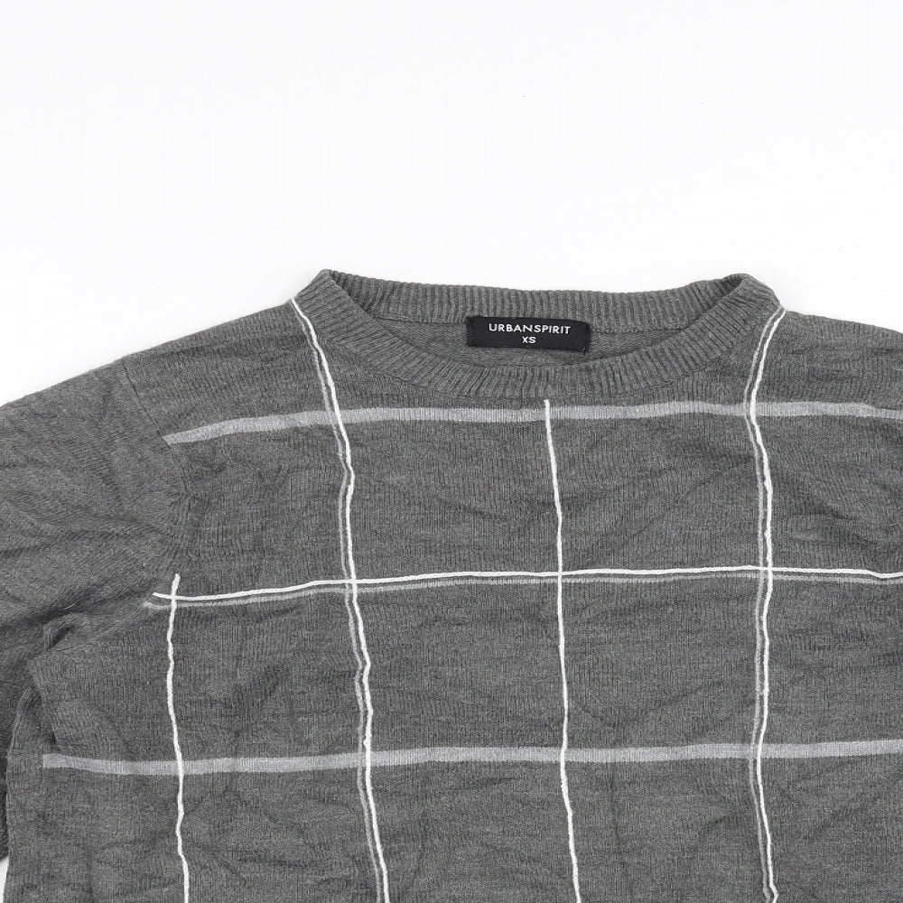 UrbanSpirit Mens Grey Check  Pullover Jumper Size XS