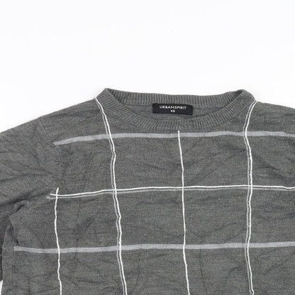UrbanSpirit Mens Grey Check  Pullover Jumper Size XS