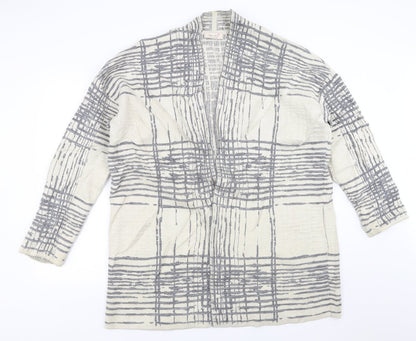 Marks and Spencer Womens Beige Geometric  Cardigan Jumper Size 18