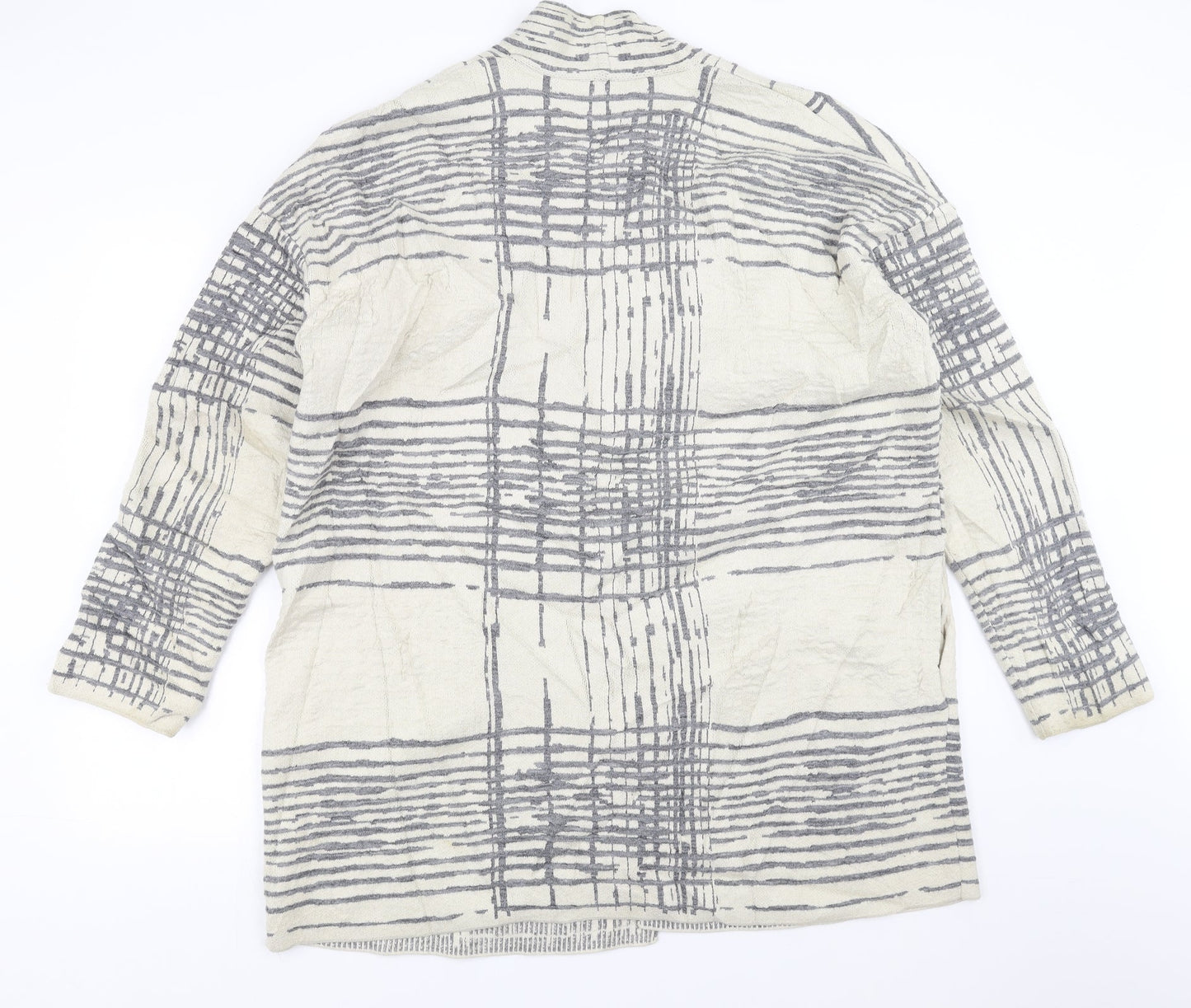 Marks and Spencer Womens Beige Geometric  Cardigan Jumper Size 18