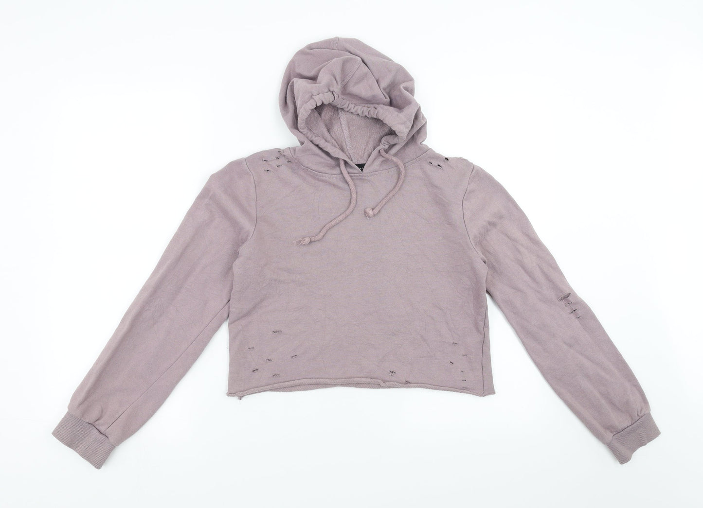 Primark Womens Purple   Pullover Hoodie Size 6  - cropped distressed